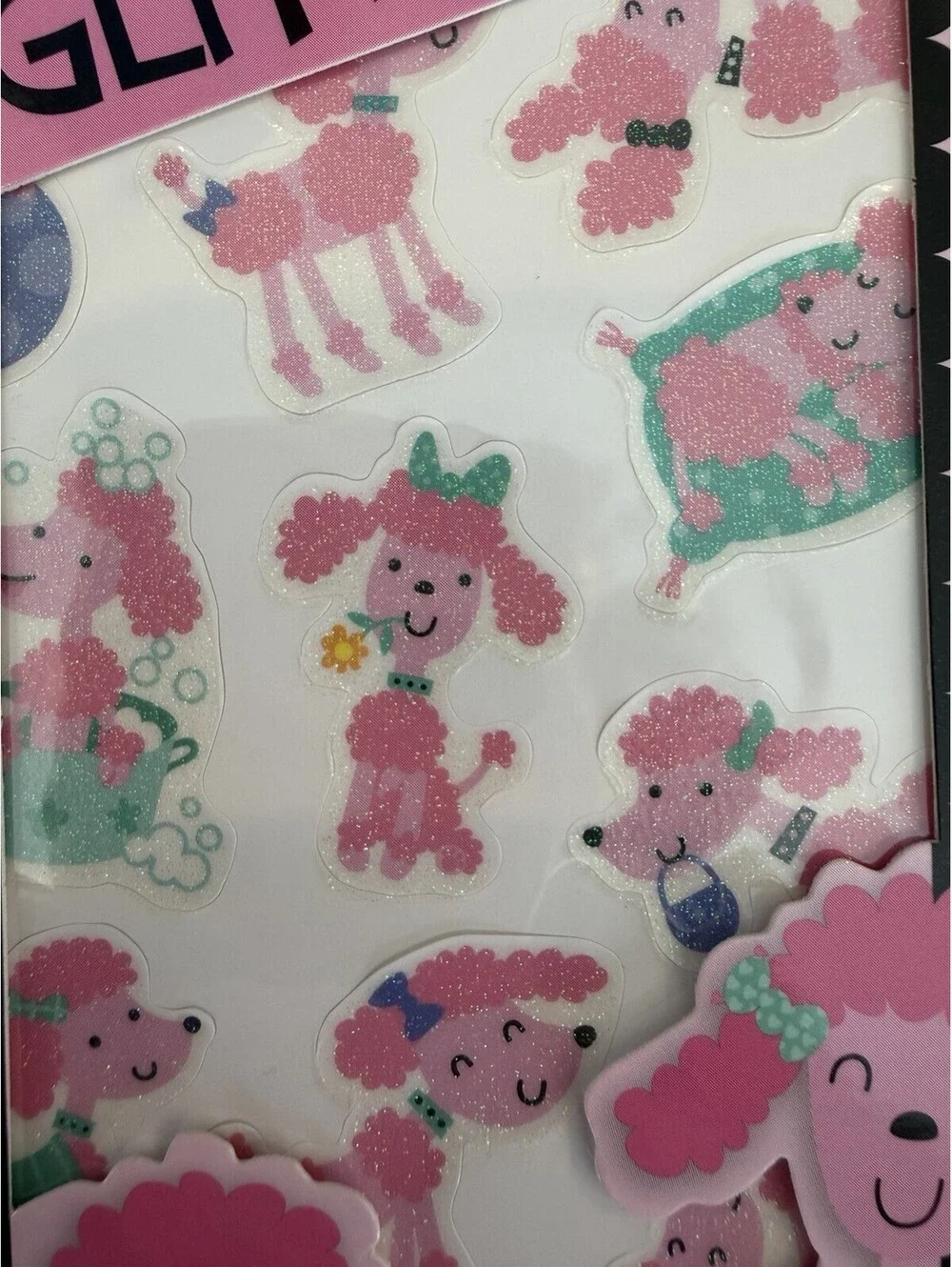 Rare Peaceable Kingdom Pink Poodle Stickers Sparkly Glitter 2 Packs New Sealed